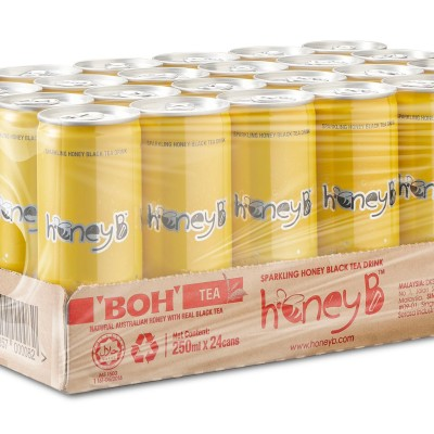 honeyB Black BOH Tea Sparkling Honey Drink (1CTN X 24 CANS X 250ML)